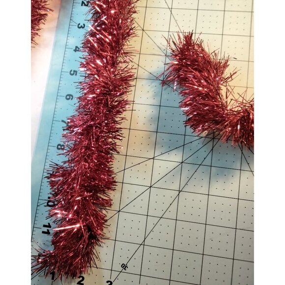 Red Tinsel Garland July 4th Parade Decoration Holiday Christmas Lot 3 Strands - Picture 2 of 2
